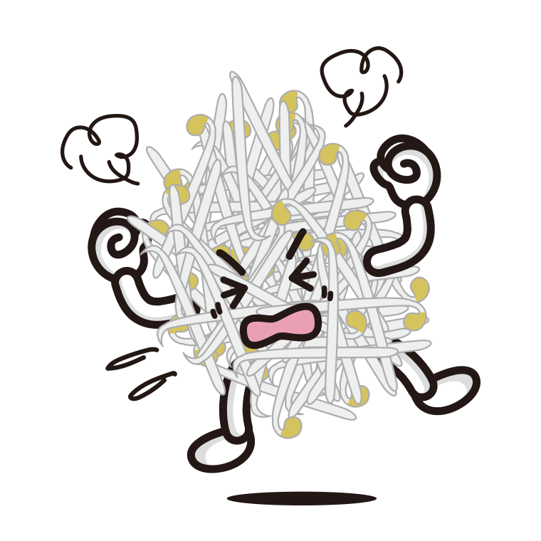 カンカンに怒るもやしちゃんのイラスト【色あり、背景なし】透過PNG