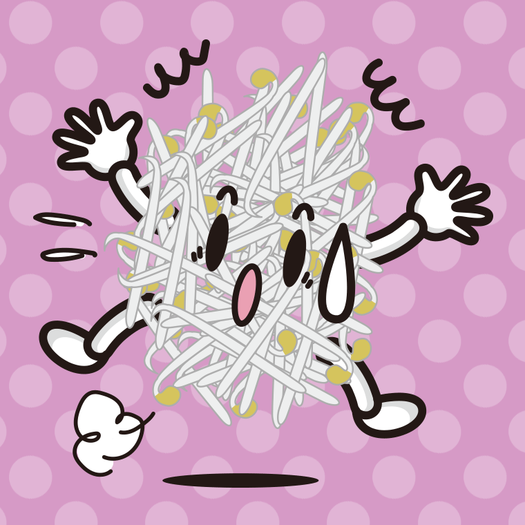 驚くもやしちゃんのイラスト【色、背景あり】PNG