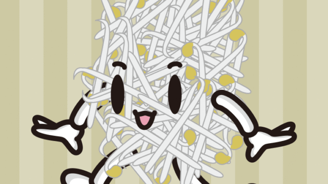 歩くもやしちゃんのイラスト【色、背景あり】PNG