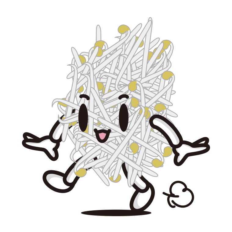 歩くもやしちゃんのイラスト【色あり、背景なし】透過PNG