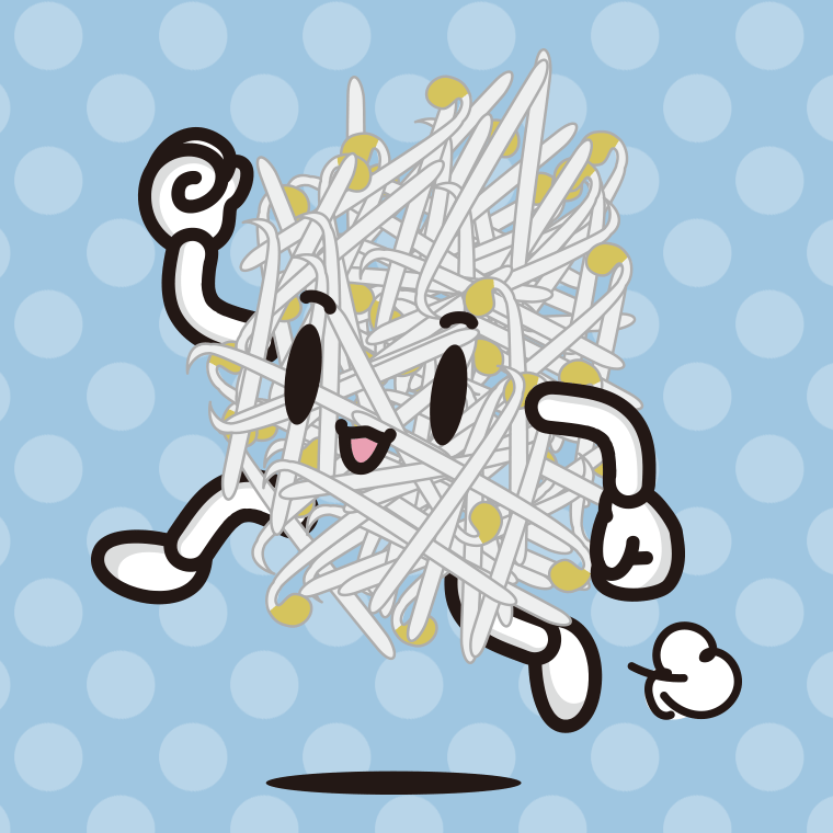 走るもやしちゃんのイラスト【色、背景あり】PNG