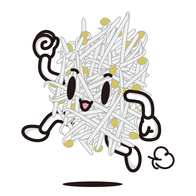 走るもやしちゃんのイラスト【色あり、背景なし】透過PNG