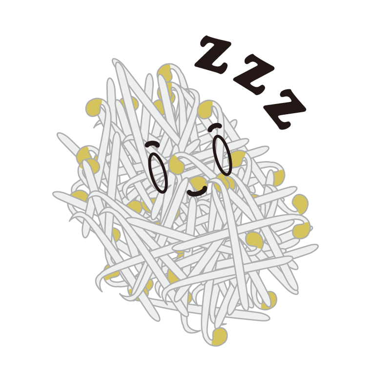 眠るもやしちゃんのイラスト【色あり、背景なし】透過PNG