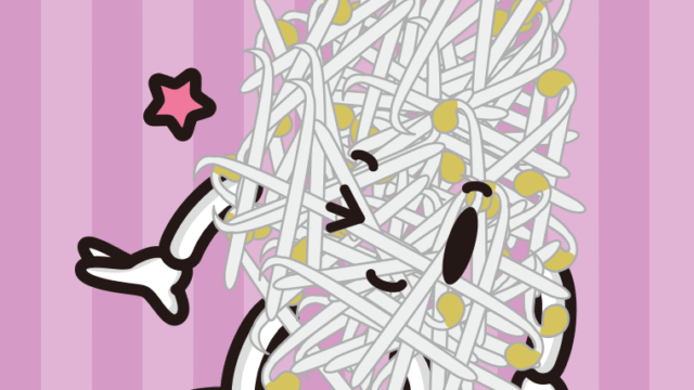 ウインクするもやしちゃんのイラスト【色、背景あり】PNG