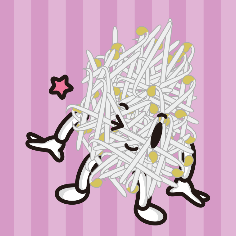 ウインクするもやしちゃんのイラスト【色、背景あり】PNG