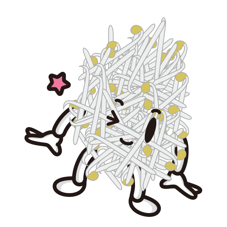 ウインクするもやしちゃんのイラスト【色あり、背景なし】透過PNG