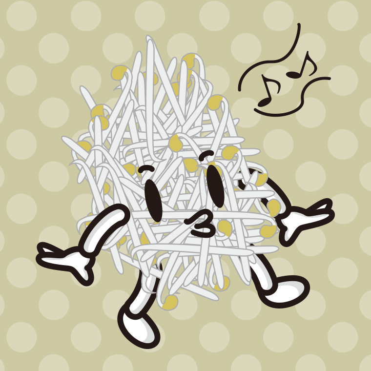 口笛を吹くもやしちゃんのイラスト【色、背景あり】PNG