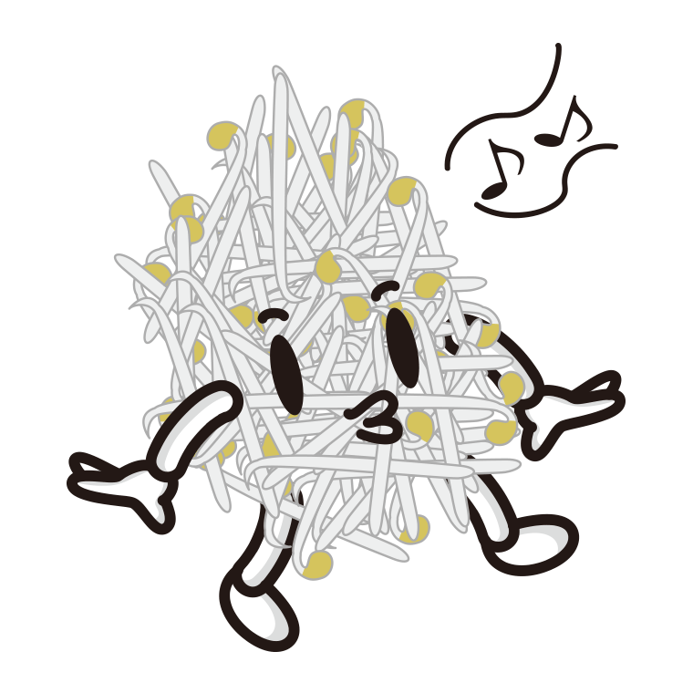 口笛を吹くもやしちゃんのイラスト【色あり、背景なし】透過PNG