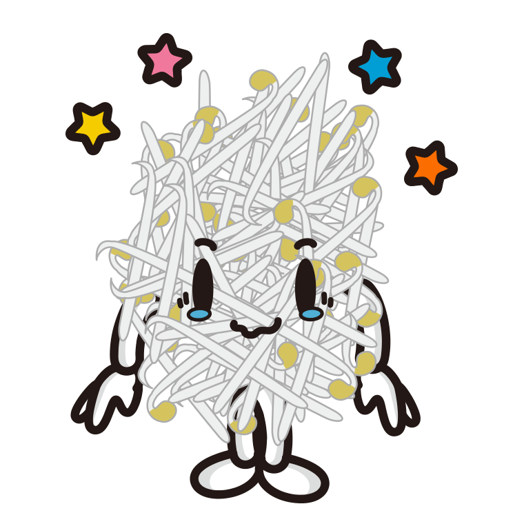 ジーンとするもやしちゃんのイラスト【色あり、背景なし】透過PNG