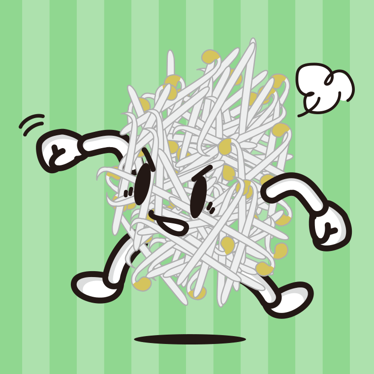 パンチするもやしちゃんのイラスト【色、背景あり】PNG