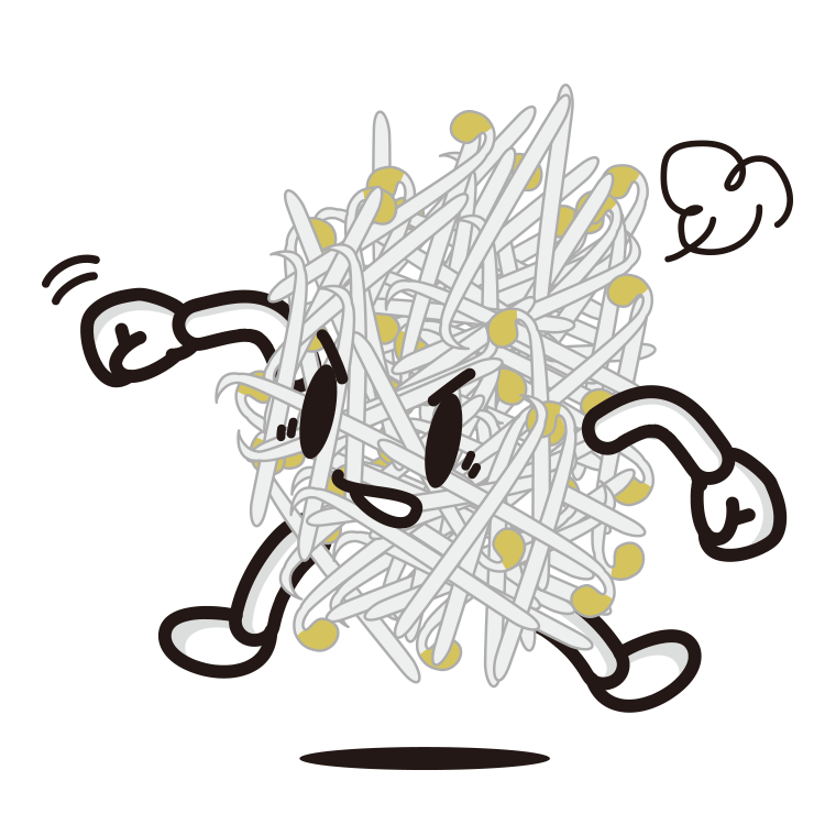 パンチするもやしちゃんのイラスト【色あり、背景なし】透過PNG