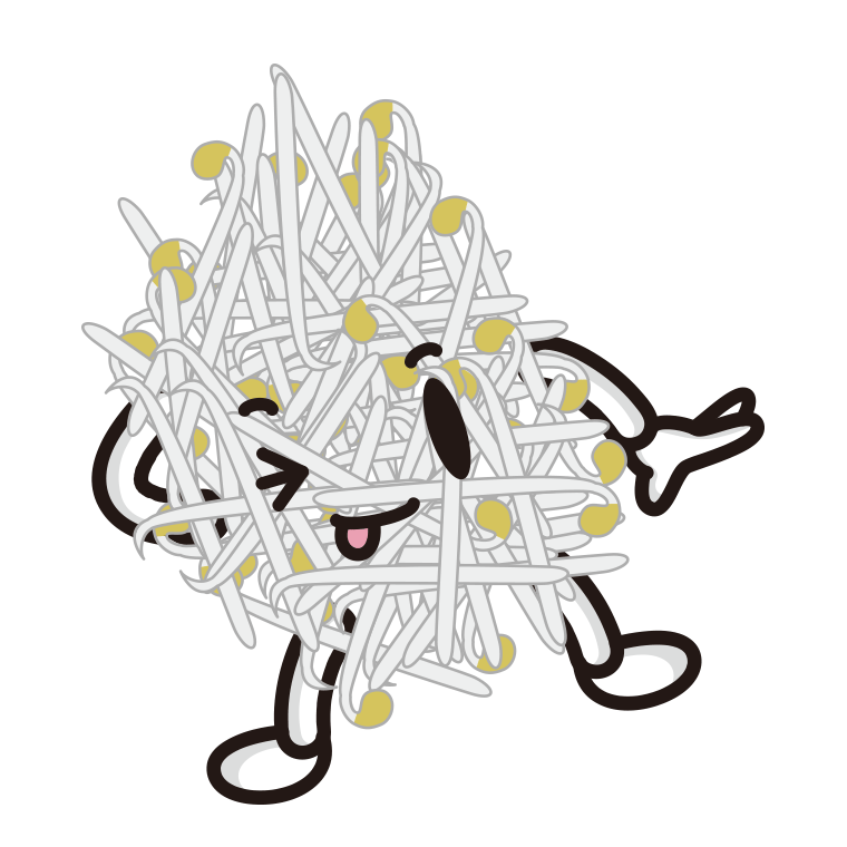 テヘヘなもやしちゃんのイラスト【色あり、背景なし】透過PNG