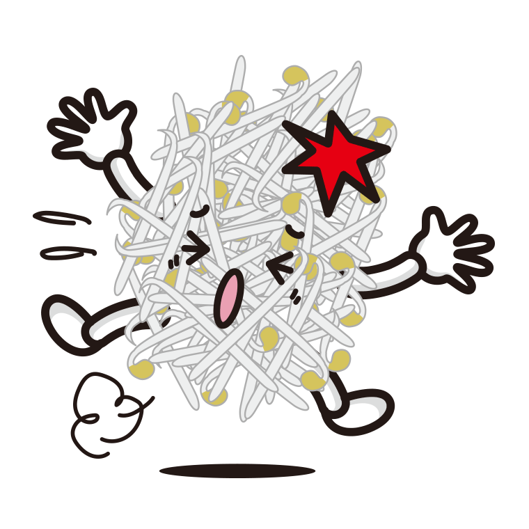 ぶつかるもやしちゃんのイラスト【色あり、背景なし】透過PNG