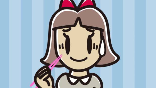 食事中に苦笑いする小学生女子のイラスト【色、背景あり】PNG