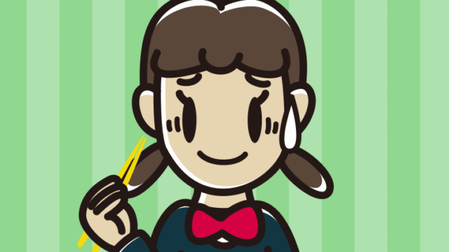 食事中に苦笑いする女子中学生のイラスト【色、背景あり】PNG