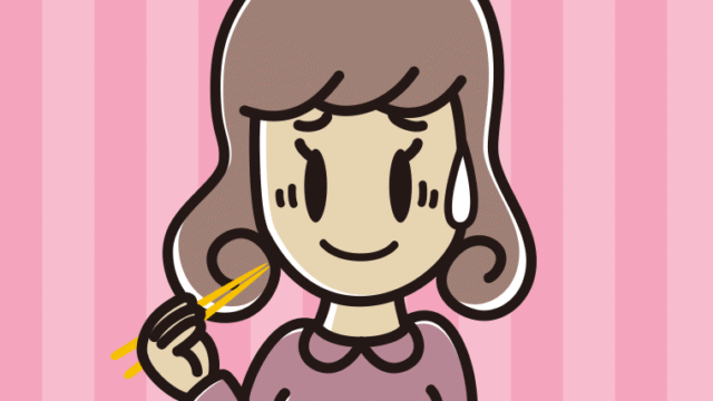 食事中に苦笑いする女子大学生のイラスト【色、背景あり】PNG