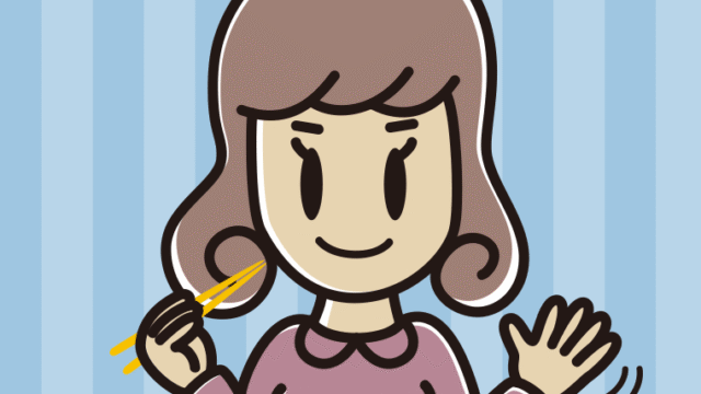 食事中に手を振る女子大学生のイラスト【色、背景あり】PNG