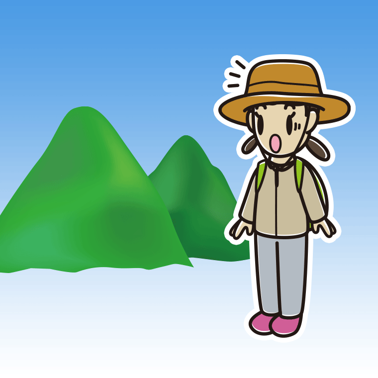 登山中に驚く女子中学生のイラスト【色、背景あり】PNG