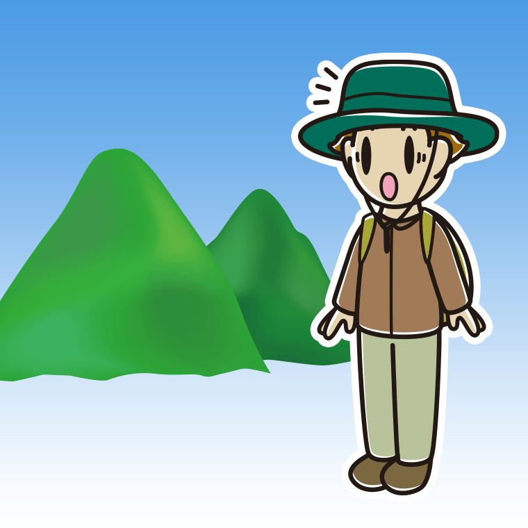 登山中に驚く男子高校生のイラスト【色、背景あり】PNG