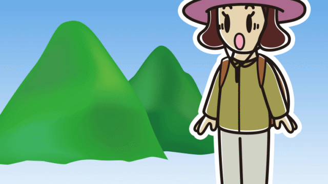 登山中に驚く女子高校生のイラスト【色、背景あり】PNG