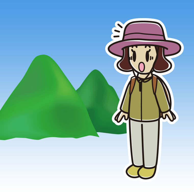 登山中に驚く女子高校生のイラスト【色、背景あり】PNG