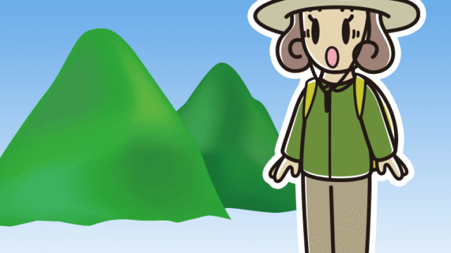 登山中に驚く女子大学生のイラスト【色、背景あり】PNG