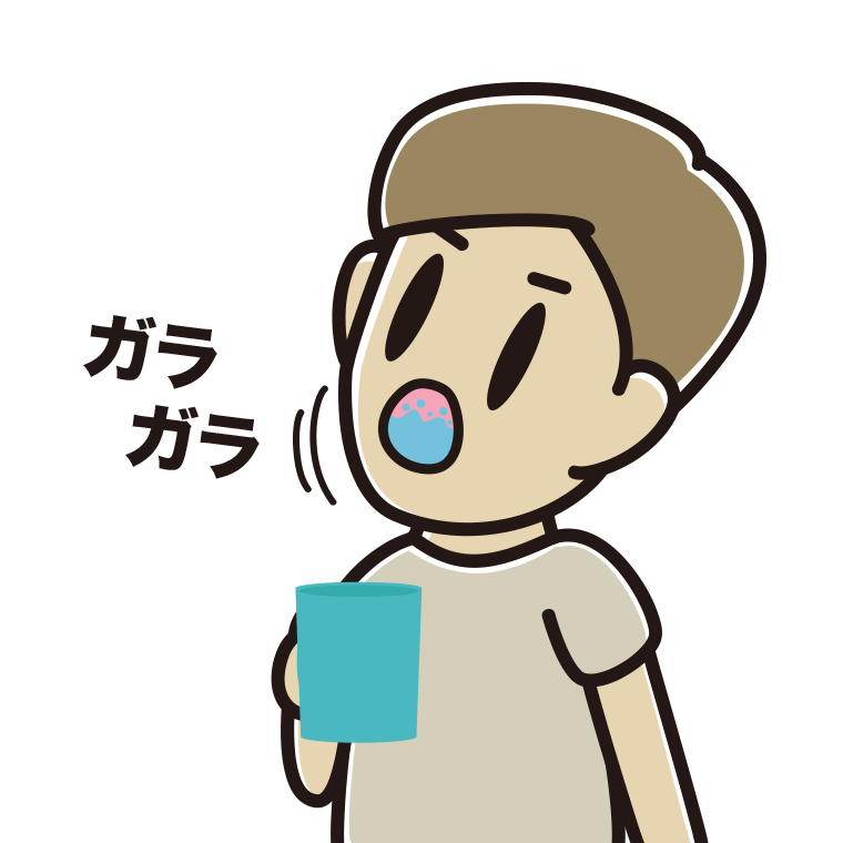ガラガラうがいをする男性のイラスト【色あり、背景なし】透過PNG