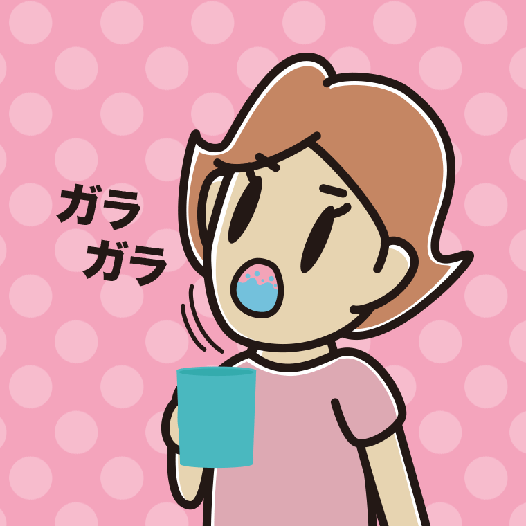 ガラガラうがいをする女性のイラスト【色、背景あり】PNG