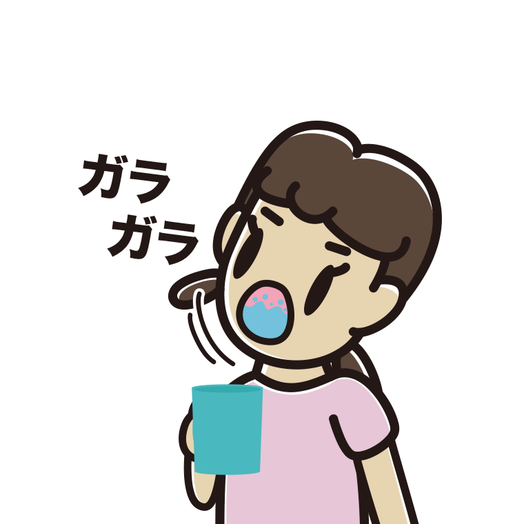 ガラガラうがいをする女子中学生のイラスト【色あり、背景なし】透過PNG