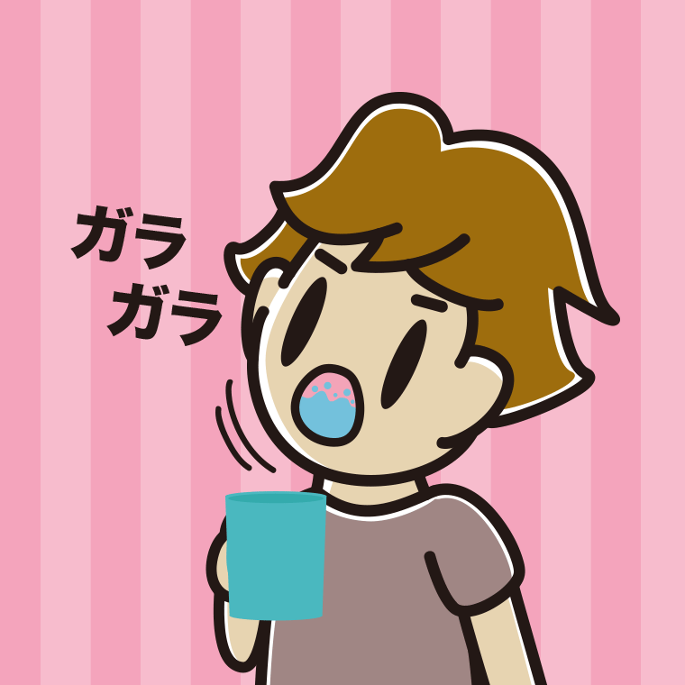 ガラガラうがいをする男子高校生のイラスト【色、背景あり】PNG