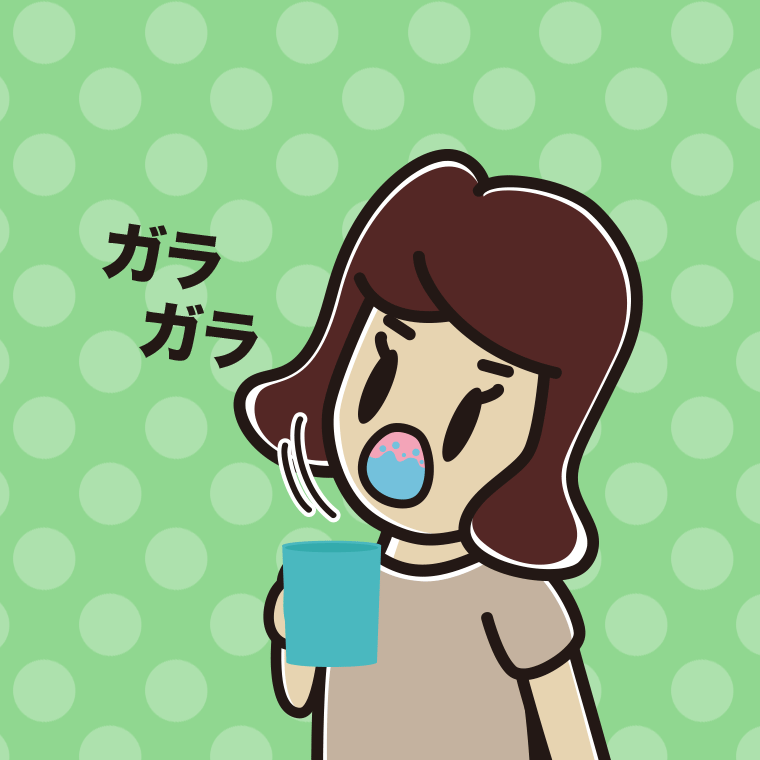 ガラガラうがいをする女子高校生のイラスト【色、背景あり】PNG