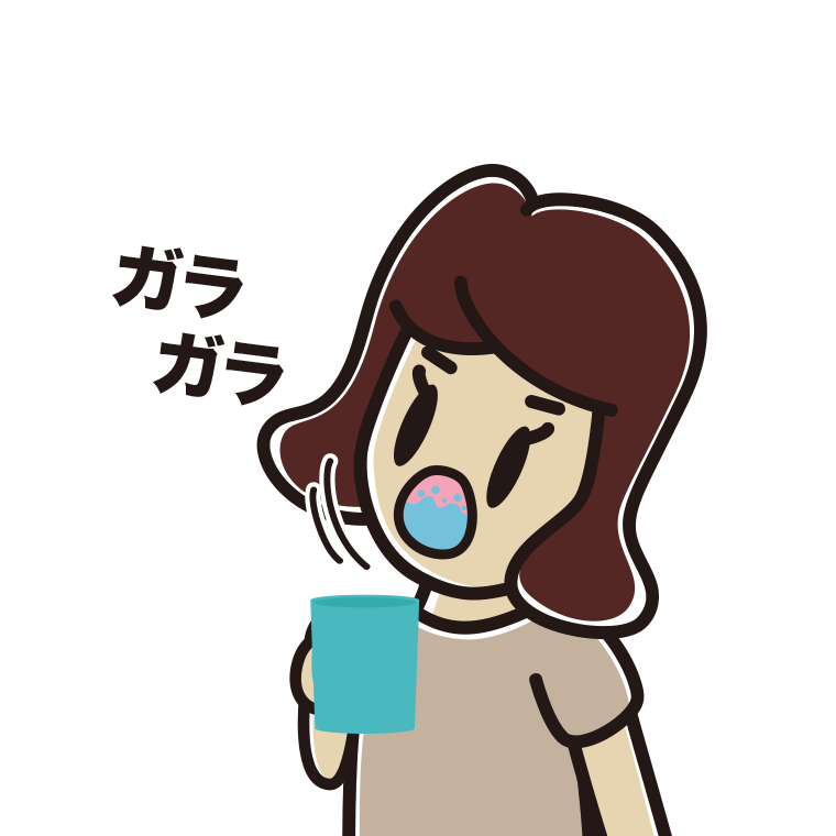 ガラガラうがいをする女子高校生のイラスト【色あり、背景なし】透過PNG