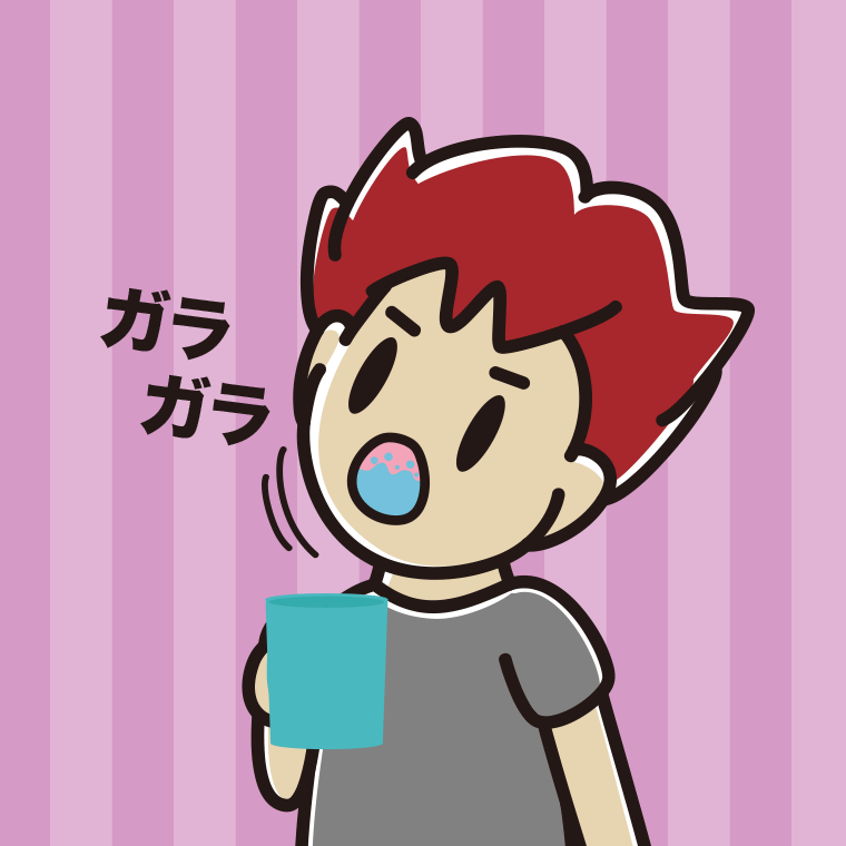 ガラガラうがいをする男子大学生のイラスト【色、背景あり】PNG