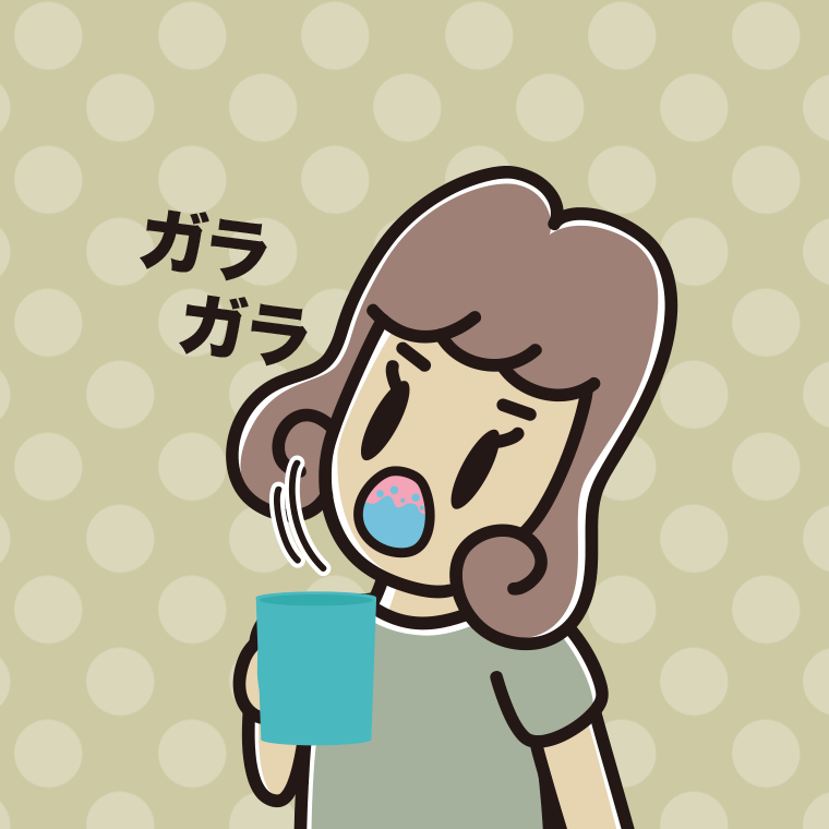 ガラガラうがいをする女子大学生のイラスト【色、背景あり】PNG