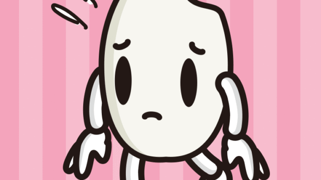 悲しそうなお米ちゃんのイラスト【色、背景あり】PNG