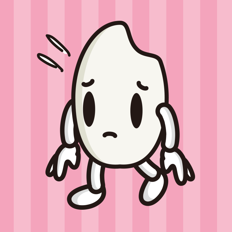 悲しそうなお米ちゃんのイラスト【色、背景あり】PNG