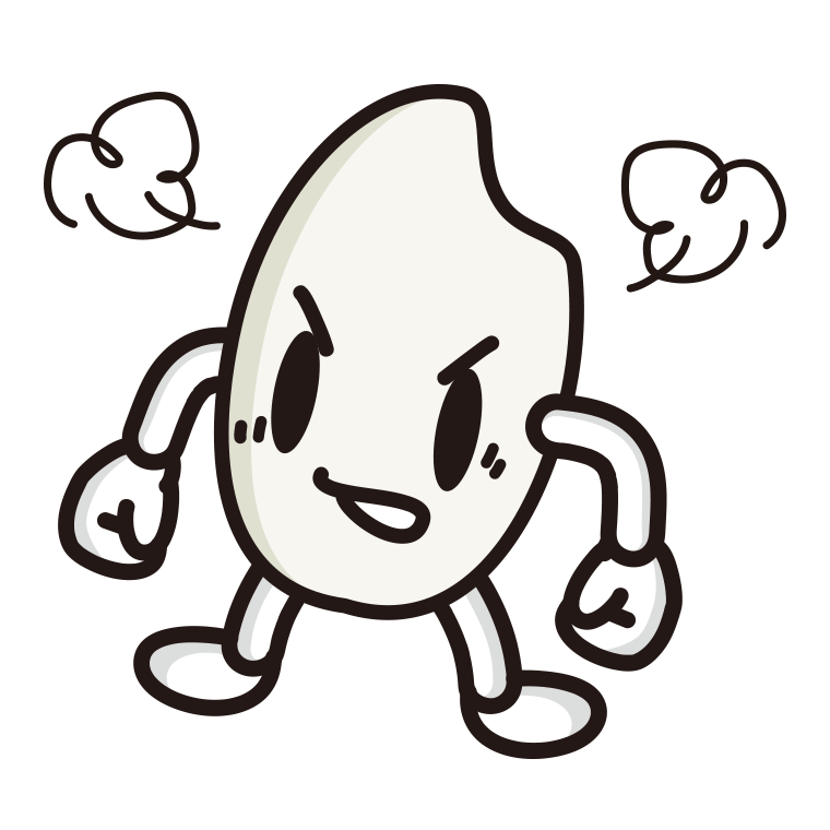 怒るお米ちゃんのイラスト【色あり、背景なし】透過PNG