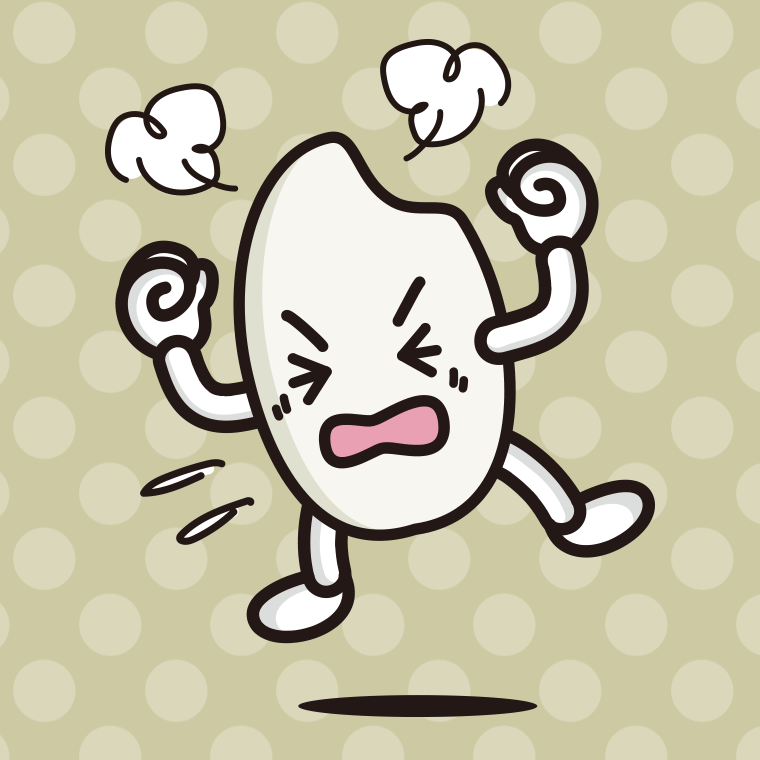 カンカンに怒るお米ちゃんのイラスト【色、背景あり】PNG