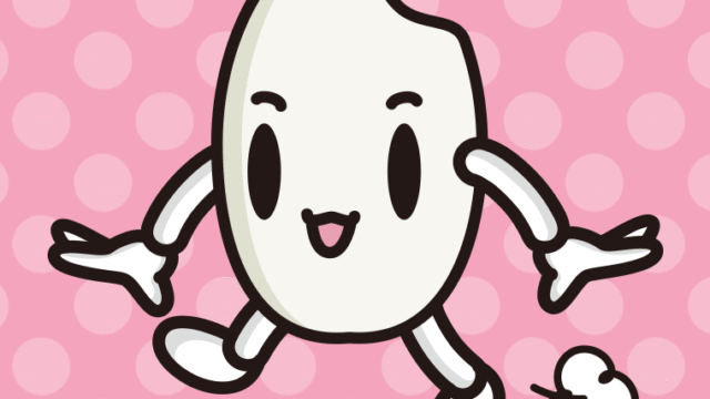 歩くお米ちゃんのイラスト【色、背景あり】PNG