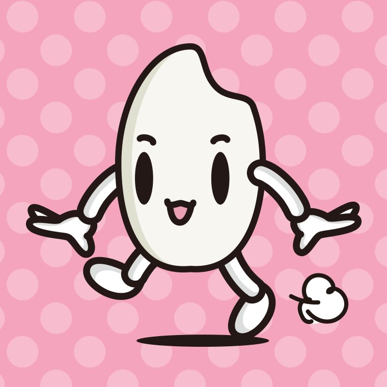 歩くお米ちゃんのイラスト【色、背景あり】PNG