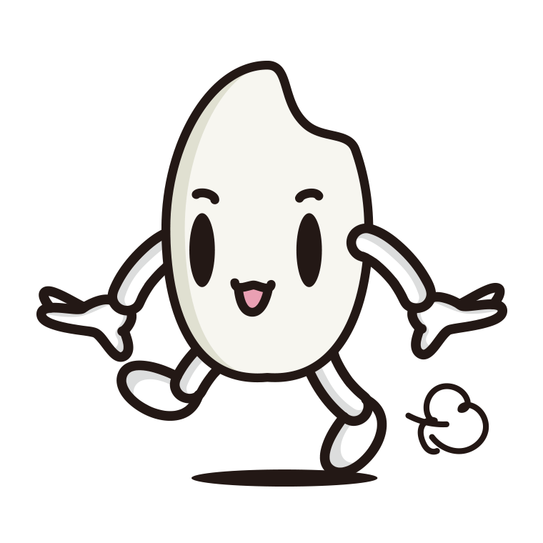 歩くお米ちゃんのイラスト【色あり、背景なし】透過PNG