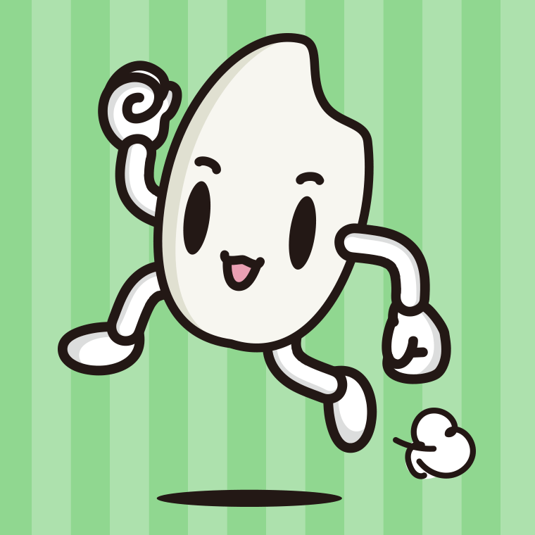 走るお米ちゃんのイラスト【色、背景あり】PNG