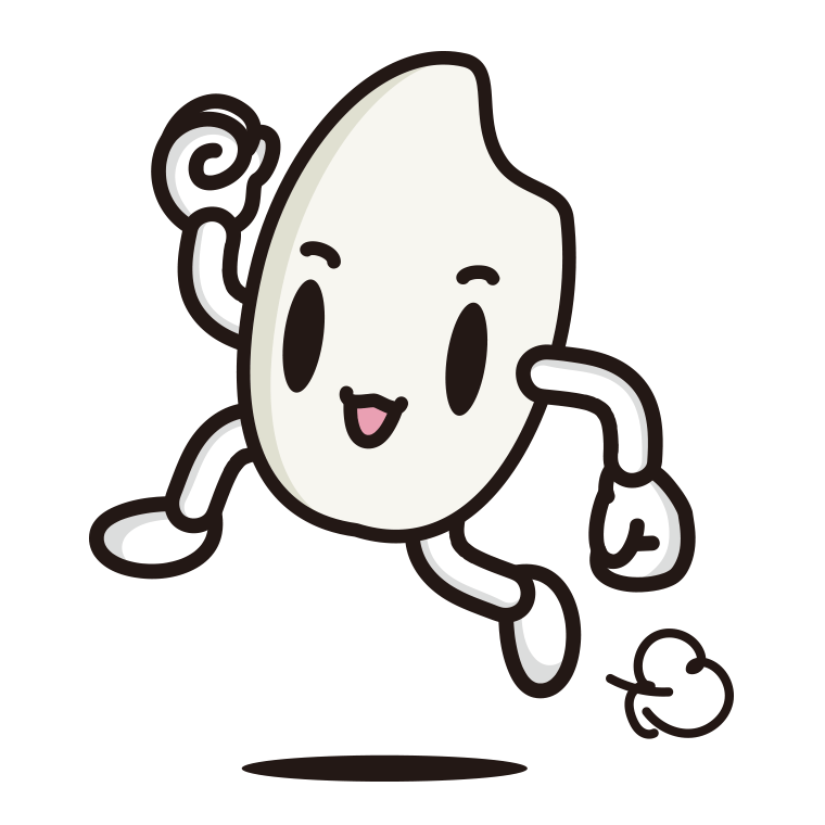 走るお米ちゃんのイラスト【色あり、背景なし】透過PNG