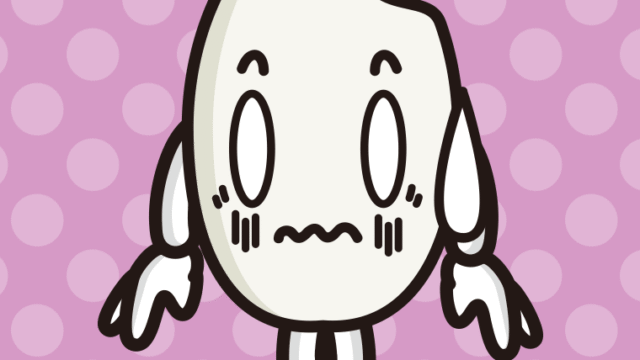 ショックを受けるお米ちゃんのイラスト【色、背景あり】PNG