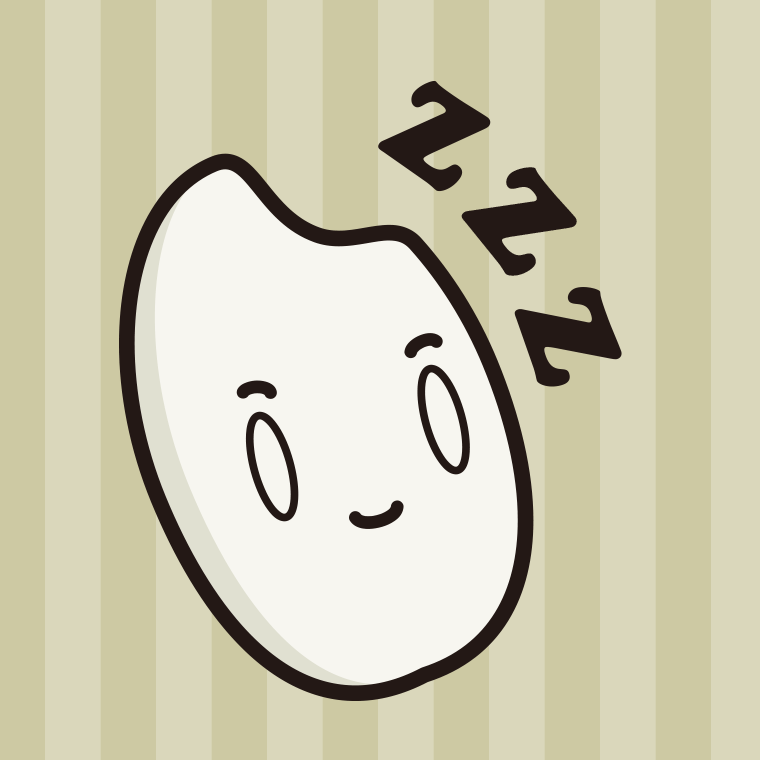 眠るお米ちゃんのイラスト【色、背景あり】PNG