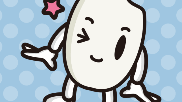 ウインクするお米ちゃんのイラスト【色、背景あり】PNG