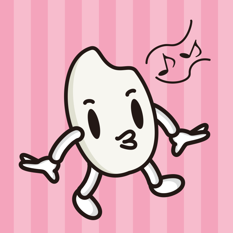 口笛を吹くお米ちゃんのイラスト【色、背景あり】PNG