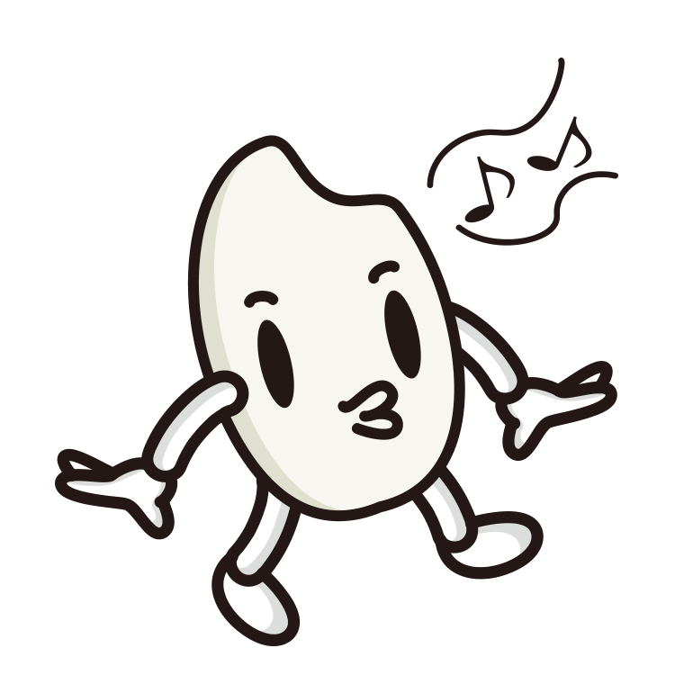 口笛を吹くお米ちゃんのイラスト【色あり、背景なし】透過PNG