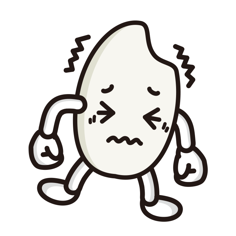 ブルブル震えるお米ちゃんのイラスト【色あり、背景なし】透過PNG