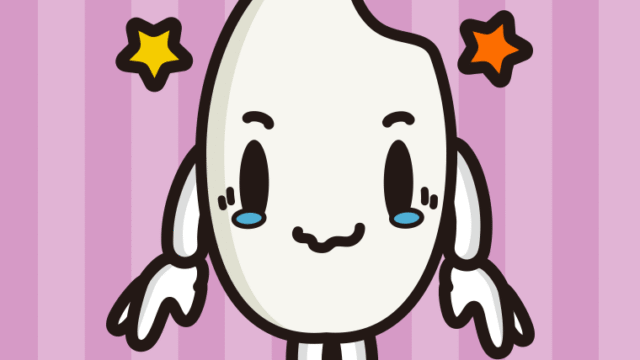ジーンとするお米ちゃんのイラスト【色、背景あり】PNG